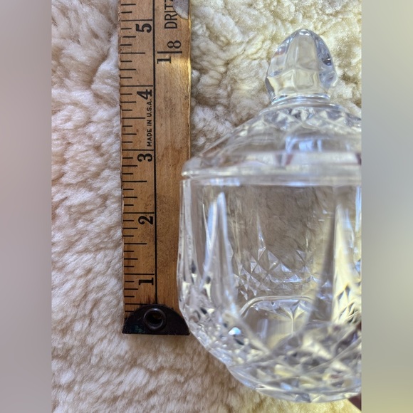 Vintage Pressed Cut Glass Sugar Bowl/Candy Dish w/ Lid Starburst Diamond Fan - Picture 2 of 6